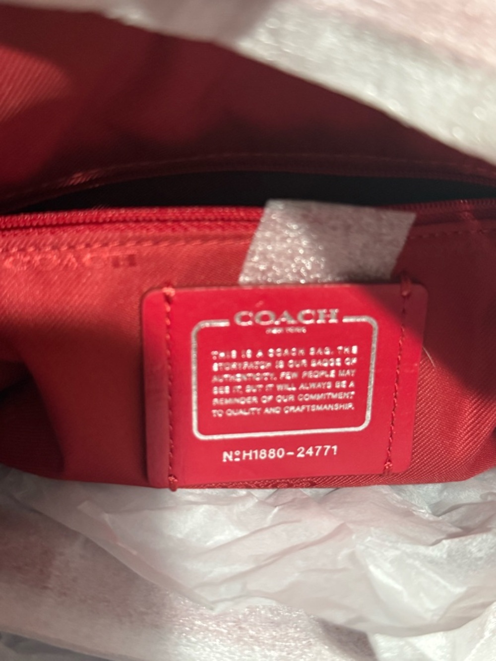 Coach Red Pebbled Leather Hobo Bag - Picture 4 of 4